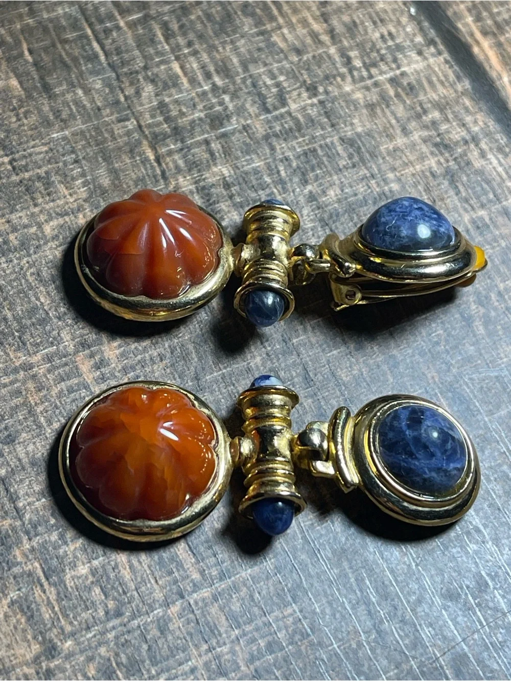 80’s FR Francesca Romana Gold Tone ClipOn Earrings Couture Door knocker